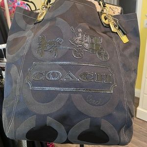 Coach Black Slouch Hobo Bag, Large, Nylon